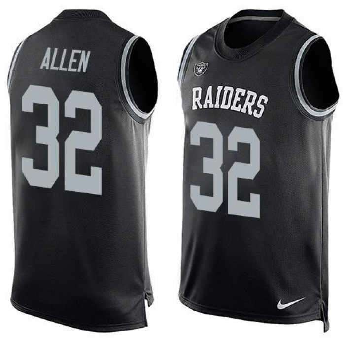 Men's Oakland Raiders 32 Marcus Allen Nike Black Printed Player Name & Number Tank Top