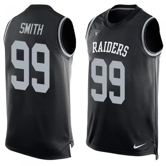 Men's Oakland Raiders 99 Aldon Smith Nike Black Printed Player Name & Number Tank Top