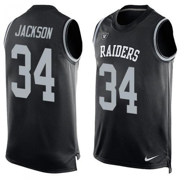Men's Oakland Raiders 34 Bo Jackson Nike Black Printed Player Name & Number Tank Top