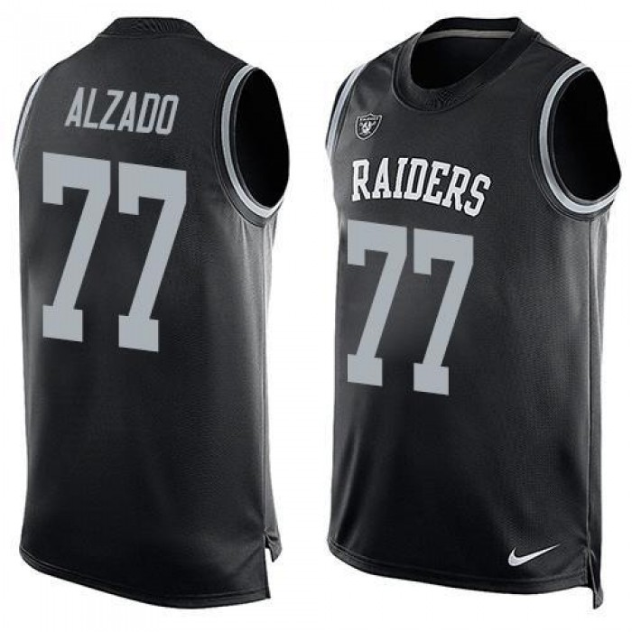 Men's Oakland Raiders 77 Lyle Alzado Nike Black Printed Player Name & Number Tank Top
