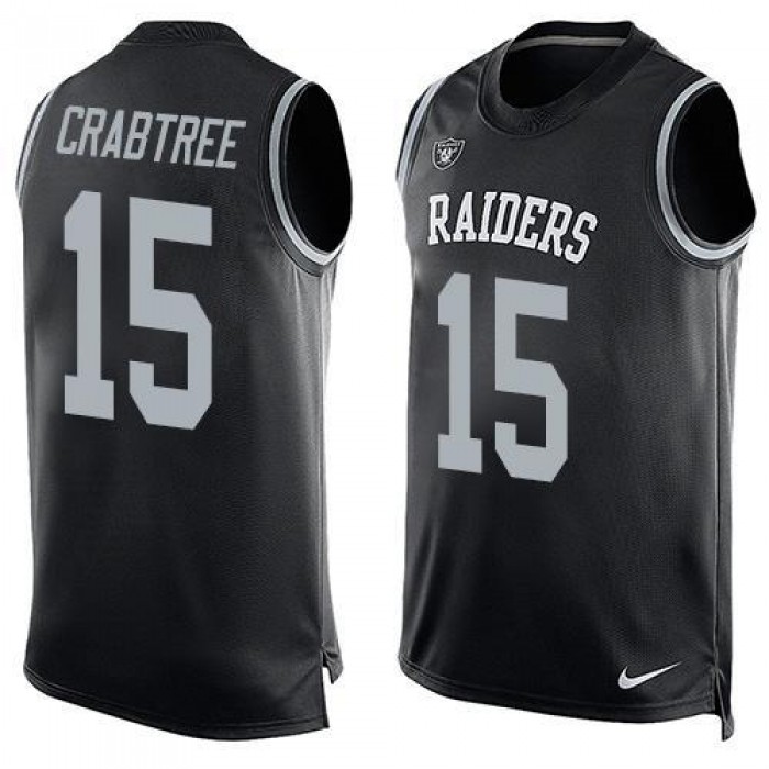 Men's Oakland Raiders 15 Michael Crabtree Nike Black Printed Player Name & Number Tank Top