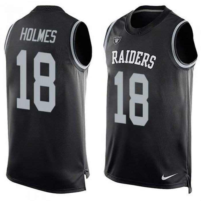 Men's Oakland Raiders 18 Andre Holmes Nike Black Printed Player Name & Number Tank Top