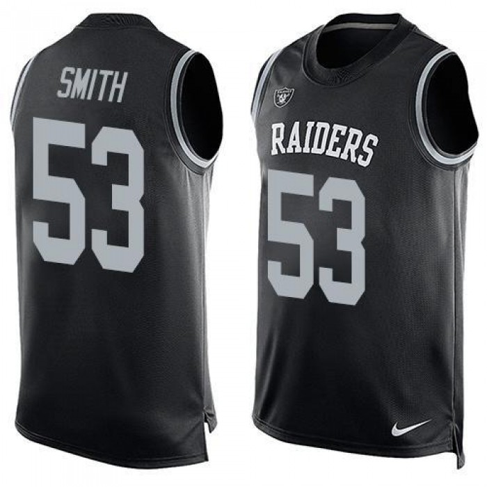 Men's Oakland Raiders 53 Malcolm Smith Nike Black Printed Player Name & Number Tank Top