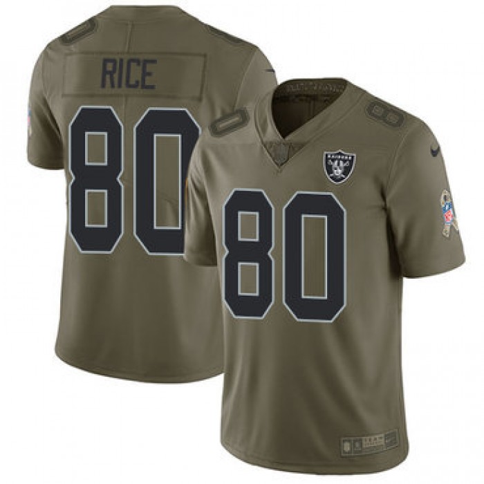 Nike Oakland Raiders #80 Jerry Rice Olive Men's Stitched NFL Limited 2017 Salute To Service Jersey