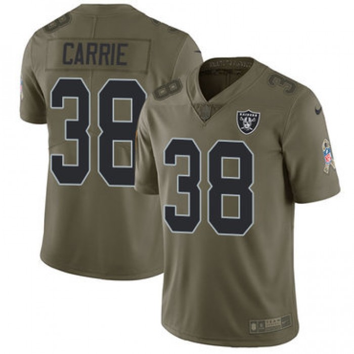 Nike Oakland Raiders #38 T.J. Carrie Olive Men's Stitched NFL Limited 2017 Salute To Service Jersey