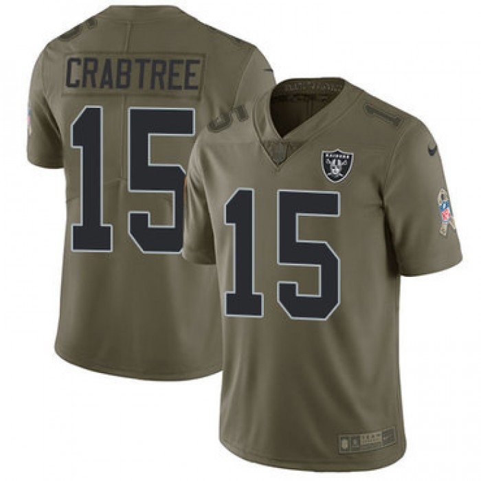 Nike Oakland Raiders #15 Michael Crabtree Olive Men's Stitched NFL Limited 2017 Salute To Service Jersey
