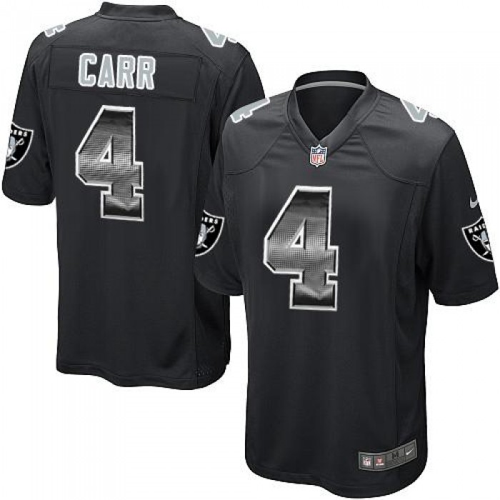 Nike Raiders #4 Derek Carr Black Team Color Men's Stitched NFL Limited Strobe Jersey