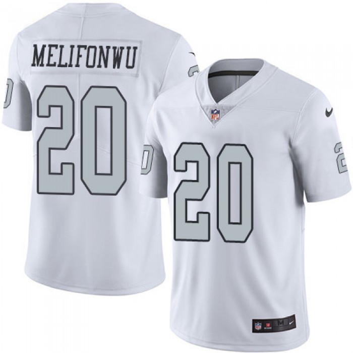 Nike Oakland Raiders #20 Obi Melifonwu White Men's Stitched NFL Limited Rush Jersey
