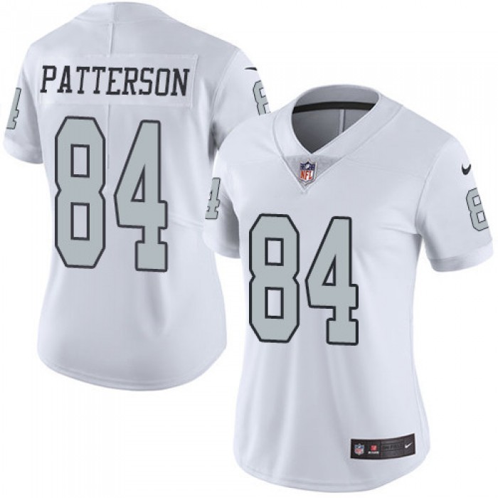 Women's Nike Raiders #84 Cordarrelle Patterson White Stitched NFL Limited Rush Jersey