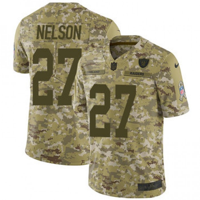 Nike Raiders #27 Reggie Nelson Camo Men's Stitched NFL Limited 2018 Salute To Service Jersey