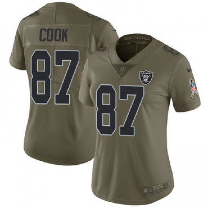 Women's Nike Oakland Raiders #87 Jared Cook Olive Stitched NFL Limited 2017 Salute to Service Jersey