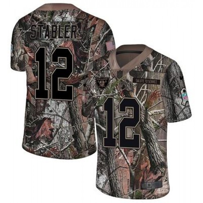 Nike Raiders #12 Kenny Stabler Camo Men's Stitched NFL Limited Rush Realtree Jersey
