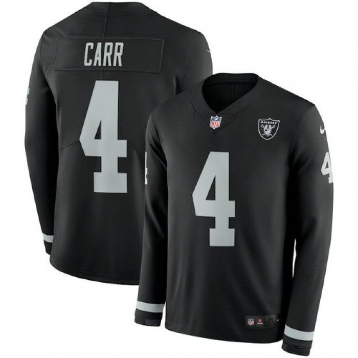 Men Nike Oakland Raiders 4 Derek Carr black Therma Long Sleeve Jersey