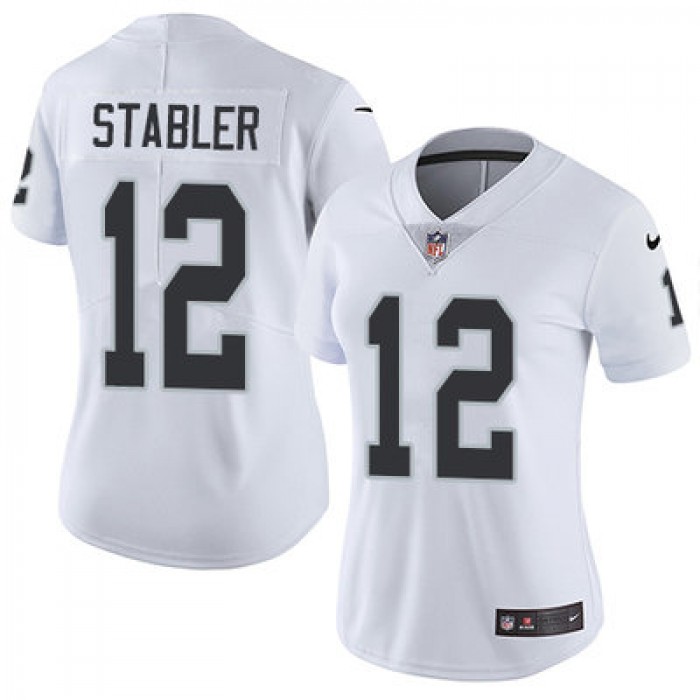 Nike Raiders #12 Kenny Stabler White Women's Stitched NFL Vapor Untouchable Limited Jersey