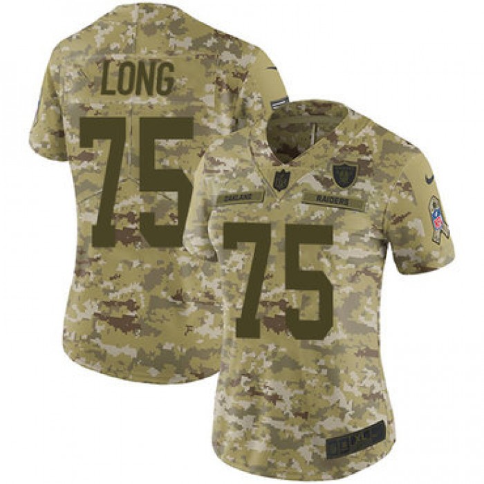 Nike Raiders #75 Howie Long Camo Women's Stitched NFL Limited 2018 Salute to Service Jersey