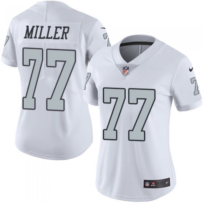 Nike Raiders #77 Kolton Miller White Women's Stitched NFL Limited Rush Jersey