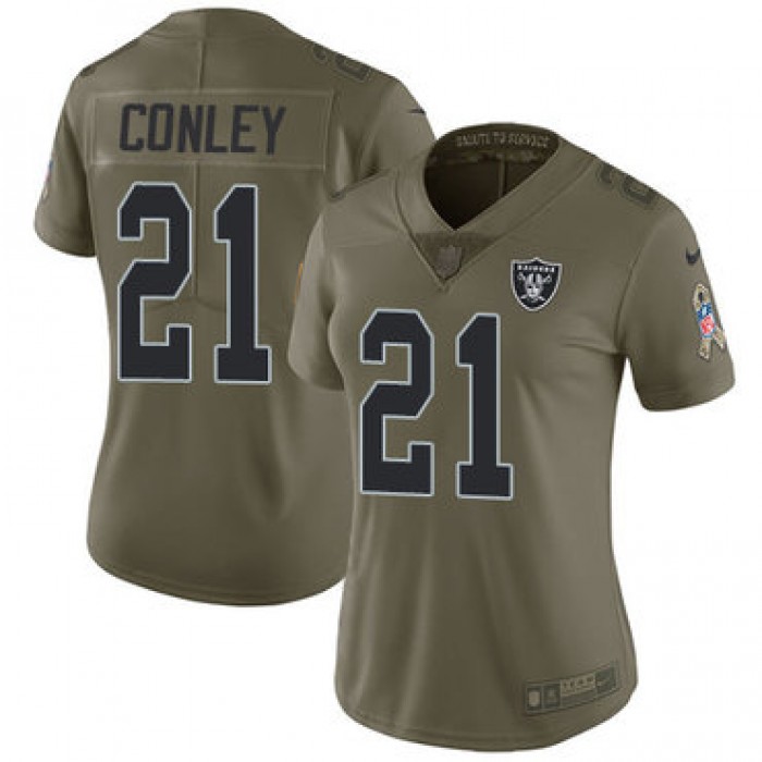 Nike Oakland Raiders #21 Gareon Conley Olive Women's Stitched NFL Limited 2017 Salute to Service Jersey