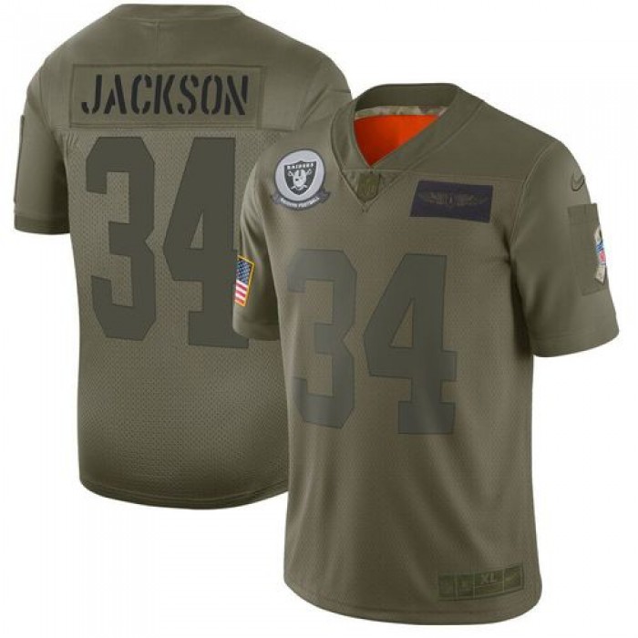 Men Oakland Raiders 34 Jackson Green Nike Olive Salute To Service Limited NFL Jerseys