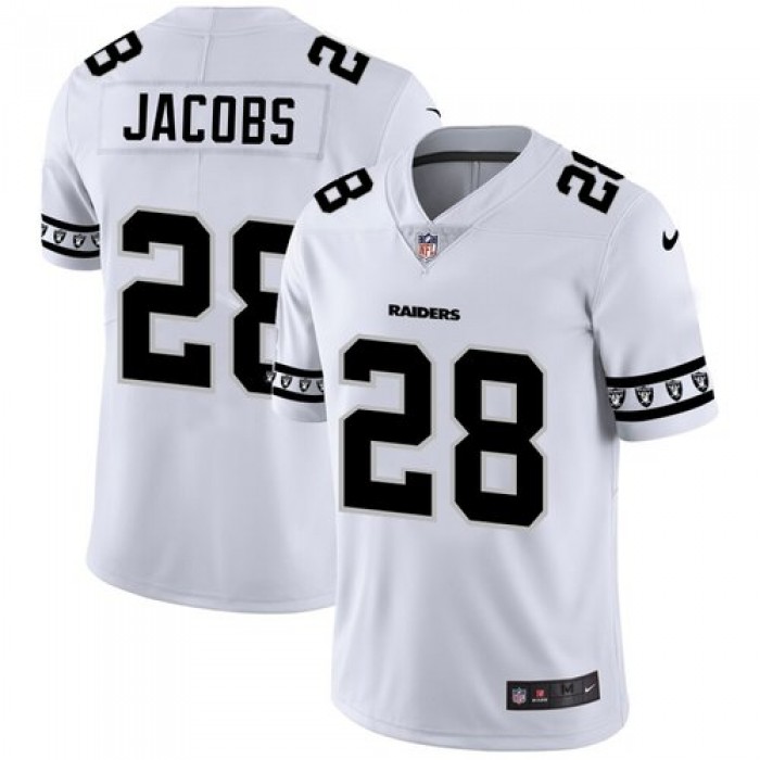 Oakland Raiders #28 Josh Jacobs Nike White Team Logo Vapor Limited NFL Jersey