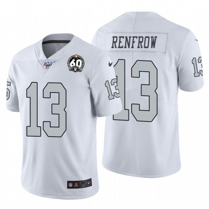 Nike Raiders #13 Hunter Renfrow White 60th Anniversary Patch Men's Stitched NFL 100 Limited Color Rush Jersey
