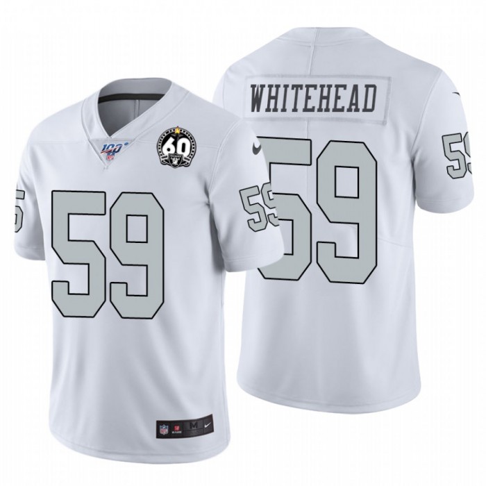 Nike Raiders #59 Tahir Whitehead White 60th Anniversary Patch Men's Stitched NFL 100 Limited Color Rush Jersey