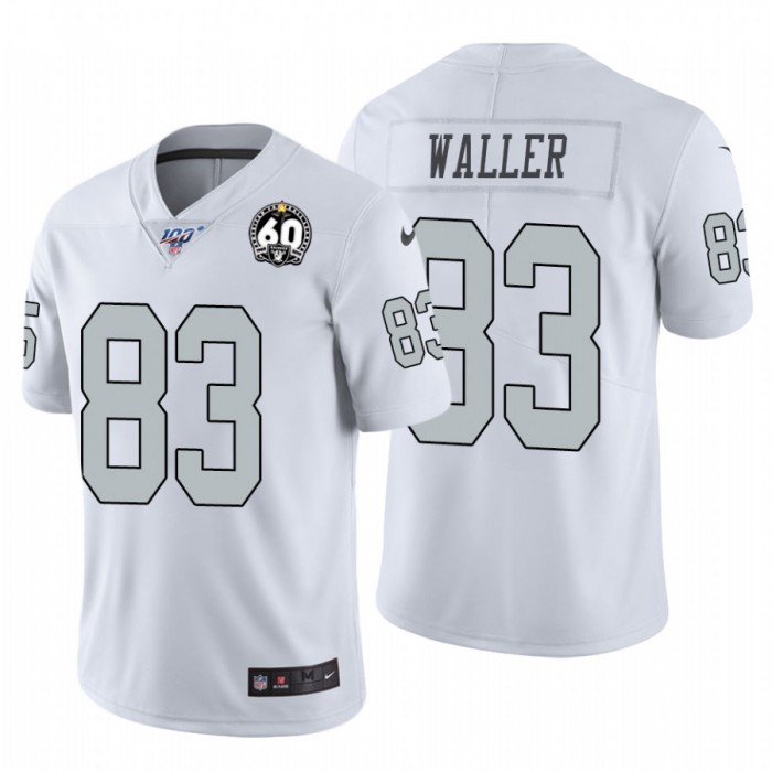 Nike Raiders #83 Darren Waller White 60th Anniversary Patch Men's Stitched NFL 100 Limited Color Rush Jersey