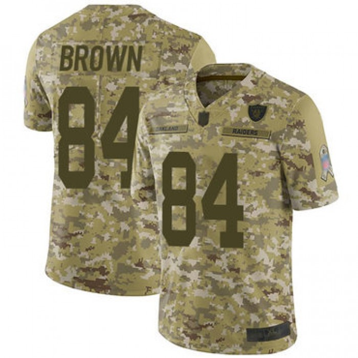 Men's Oakland Raiders #84 Antonio Brown Camo Stitched Football Limited 2018 Salute To Service Jersey