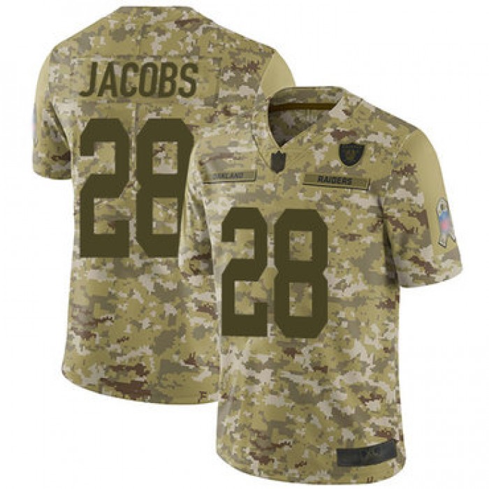 Raiders #28 Josh Jacobs Camo Men's Stitched Football Limited 2018 Salute To Service Jersey