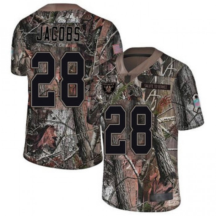 Raiders #28 Josh Jacobs Camo Men's Stitched Football Limited Rush Realtree Jersey