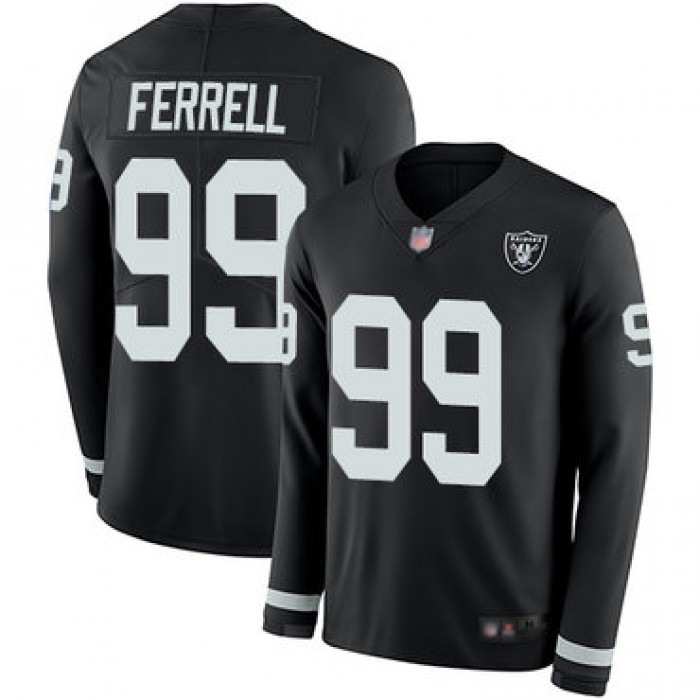 Raiders #99 Clelin Ferrell Black Team Color Men's Stitched Football Limited Therma Long Sleeve Jersey