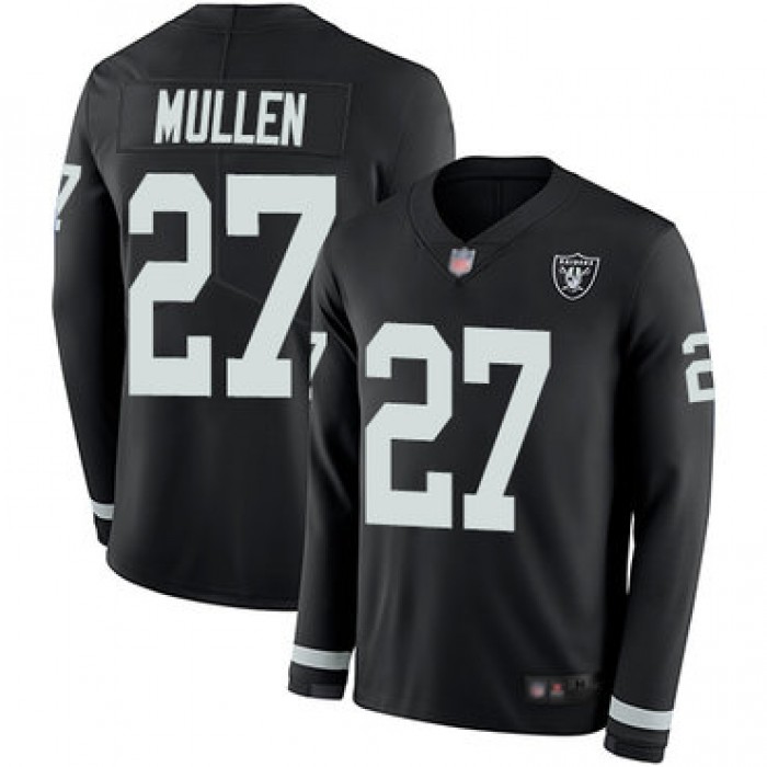 Raiders #27 Trayvon Mullen Black Team Color Men's Stitched Football Limited Therma Long Sleeve Jersey