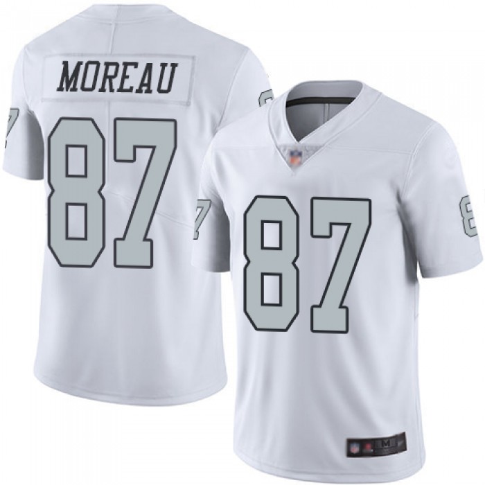 Raiders #87 Foster Moreau White Men's Stitched Football Limited Rush Jersey
