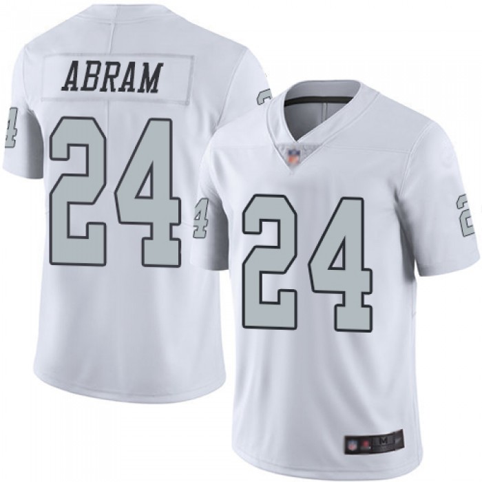 Raiders #24 Johnathan Abram White Men's Stitched Football Limited Rush Jersey