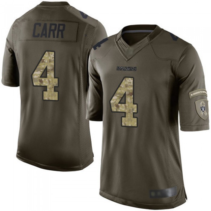Raiders #4 Derek Carr Green Men's Stitched Football Limited 2015 Salute To Service Jersey