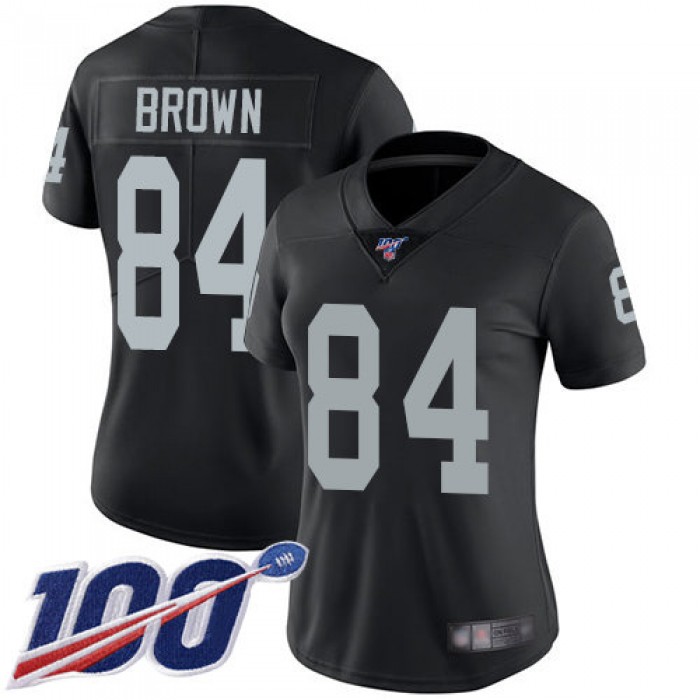 Nike Raiders #84 Antonio Brown Black Team Color Women's Stitched NFL 100th Season Vapor Limited Jersey