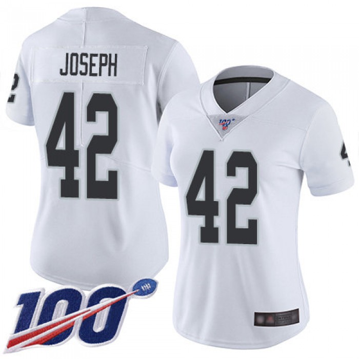 Nike Raiders #42 Karl Joseph White Women's Stitched NFL 100th Season Vapor Limited Jersey