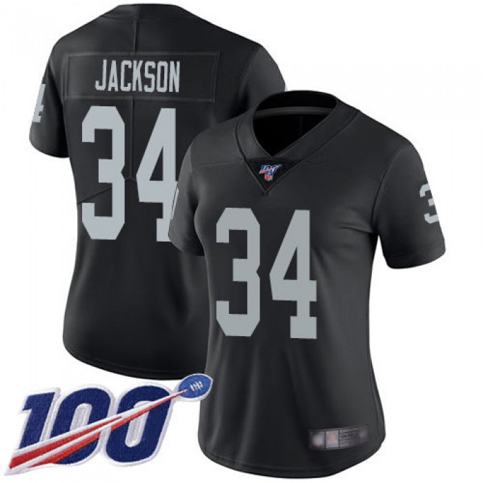 Nike Raiders #34 Bo Jackson Black Team Color Women's Stitched NFL 100th Season Vapor Limited Jersey