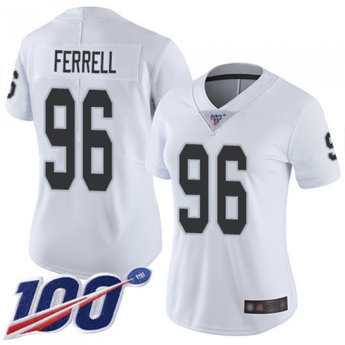 Nike Raiders #96 Clelin Ferrell White Women's Stitched NFL 100th Season Vapor Limited Jersey