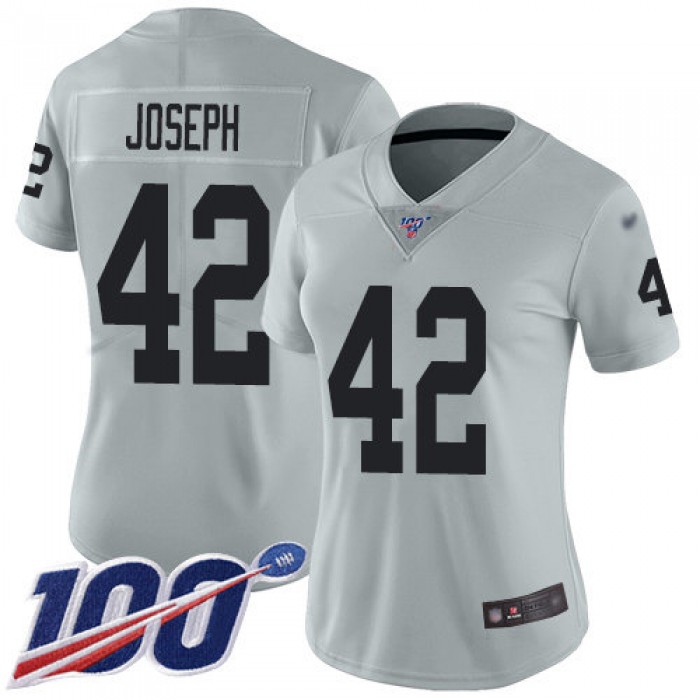 Nike Raiders #42 Karl Joseph Silver Women's Stitched NFL Limited Inverted Legend 100th Season Jersey