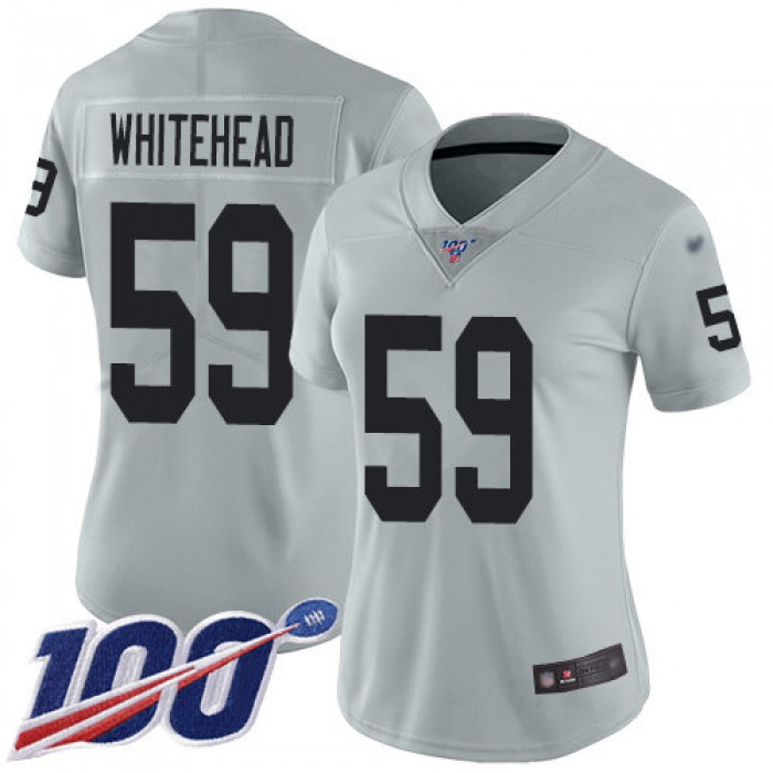 Nike Raiders #59 Tahir Whitehead Silver Women's Stitched NFL Limited Inverted Legend 100th Season Jersey