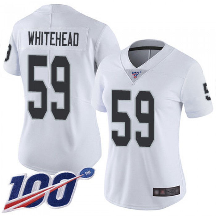 Nike Raiders #59 Tahir Whitehead White Women's Stitched NFL 100th Season Vapor Limited Jersey