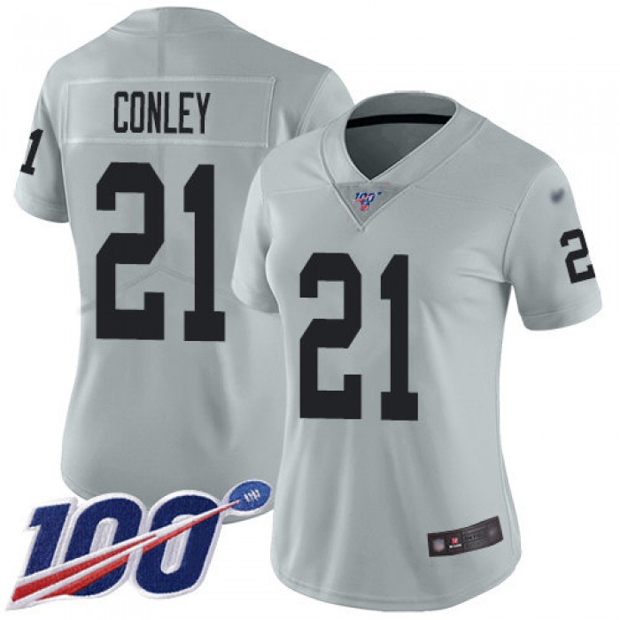Nike Raiders #21 Gareon Conley Silver Women's Stitched NFL Limited Inverted Legend 100th Season Jersey