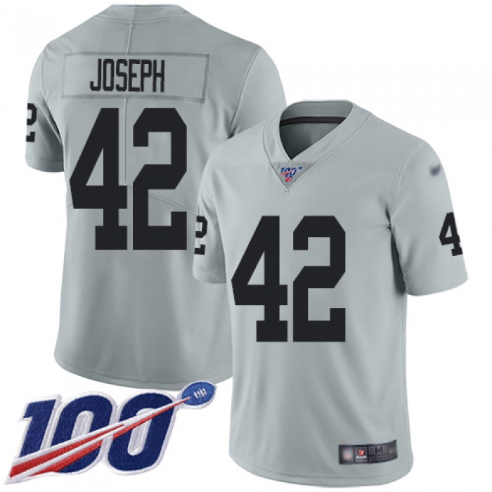 Nike Raiders #42 Karl Joseph Silver Men's Stitched NFL Limited Inverted Legend 100th Season Jersey