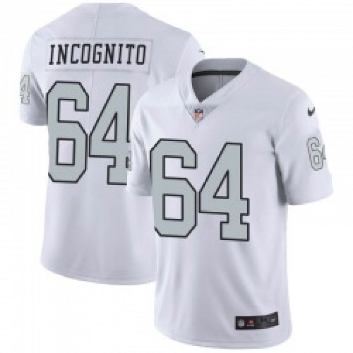 Men's Las Vegas Raiders #64 Richie Incognito Limited White Color Rush Jersey