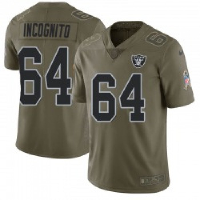 Men's Las Vegas Raiders #64 Richie Incognito Limited Green 2017 Salute to Service Jersey