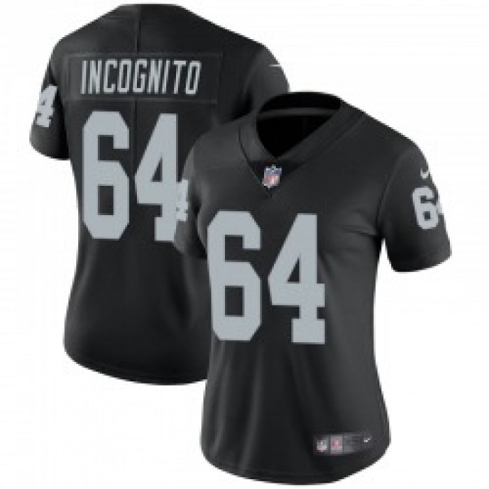 Women's Las Vegas Raiders #64 Richie Incognito Limited Black Team Color Vapor Untouchable Jersey