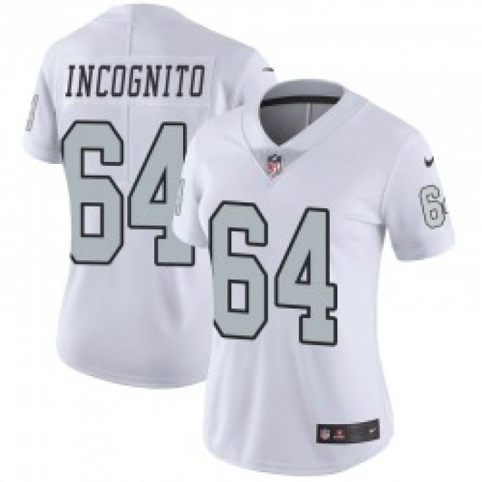Women's Las Vegas Raiders #64 Richie Incognito Limited White Color Rush Jersey