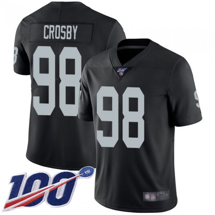 Oakland Raiders #98 Maxx Crosby Men's Black Home Limited 100th Season Vapor Untouchable Football Jersey
