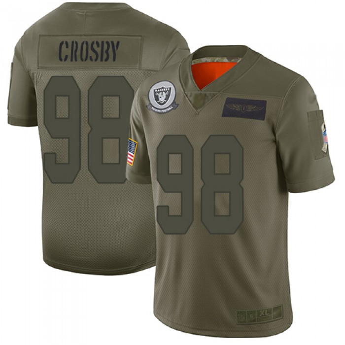Oakland Raiders #98 Maxx Crosby Men's Olive Limited 2019 Salute to Service Football Jersey