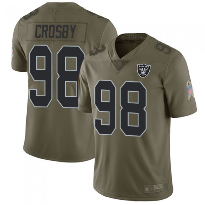 Oakland Raiders #98 Maxx Crosby Men's Olive Limited 2017 Salute to Service Football Jersey